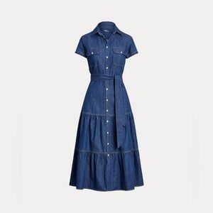 Polo Ralph Lauren Belted Tiered Denim Shirtdress (NWT)